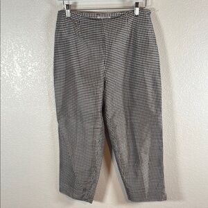 Allison Taylor Vintage Black & White Gingham Silk Side Zip Capris Size 6